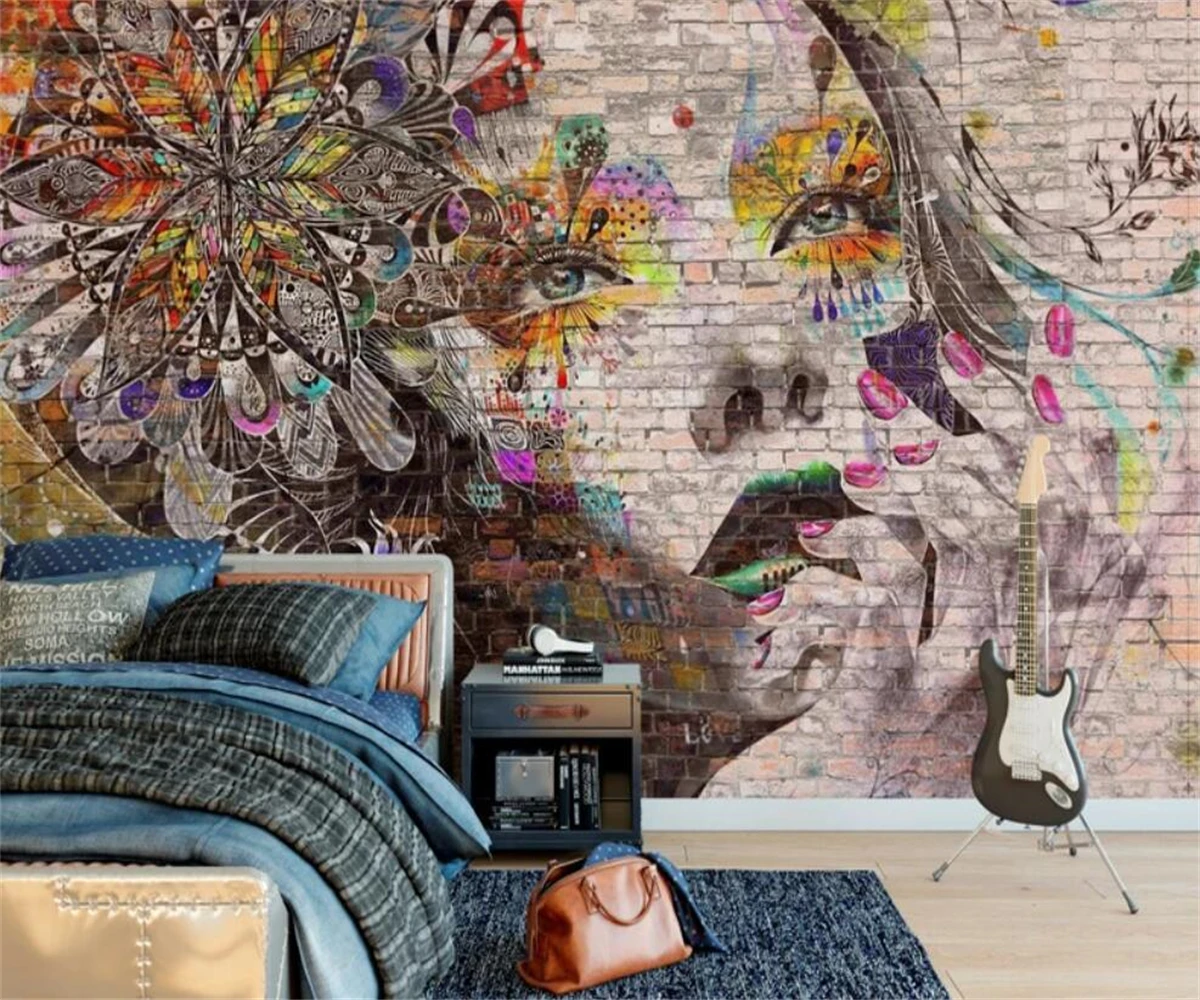 

beibehang Customized environmentally friendly hand drawn sketches, personalized artistic abstract avatars, background wallpaper