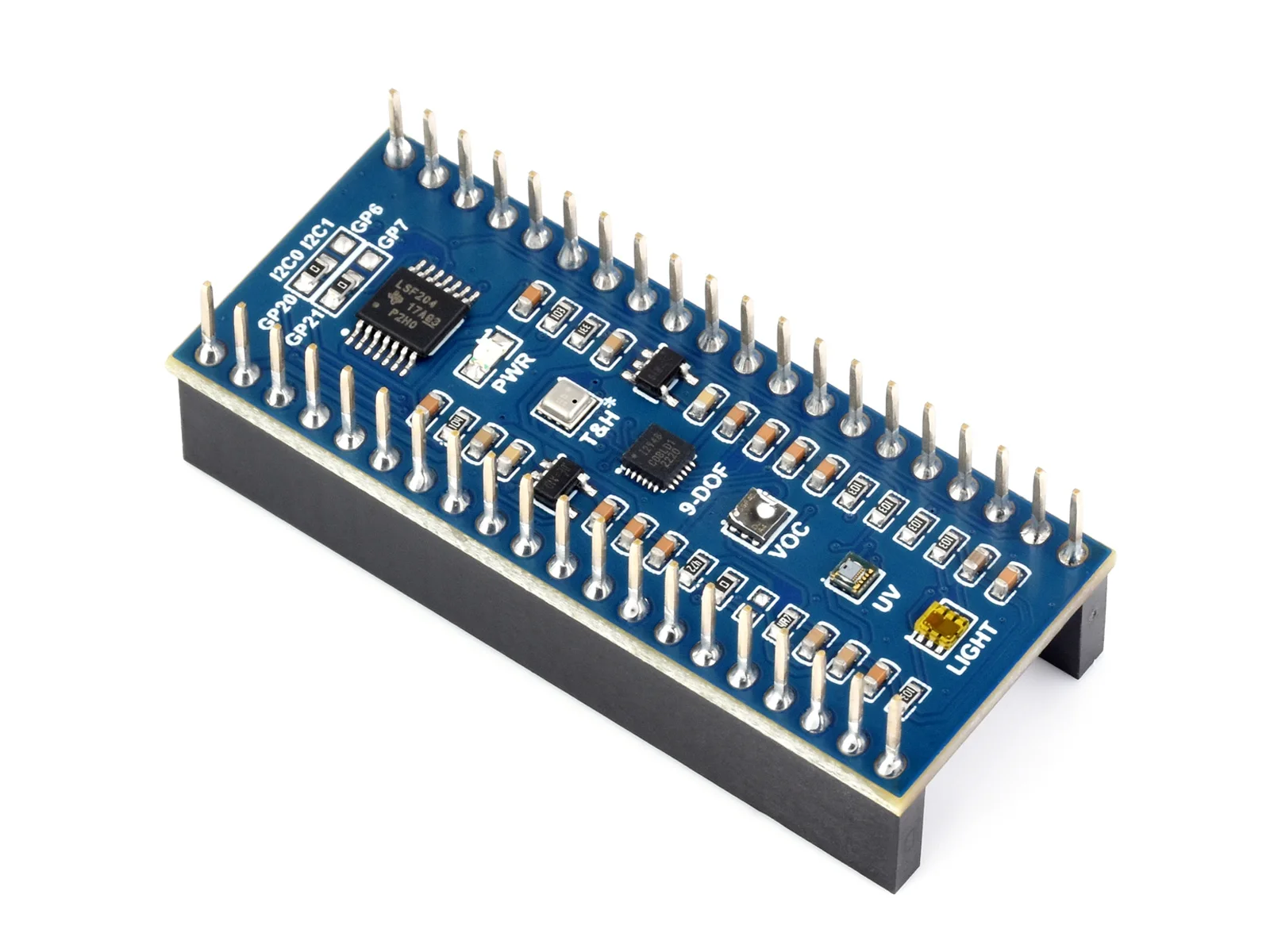 Environment Sensors Module for Raspberry Pi Pico,I2C Bus,Onboard TSL25911FN digital ambient light/ BME280/ICM20948 motion sensor