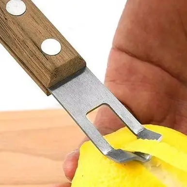 1Pc Stainless Steel Lemon Peeler Corrosion-resistant Fruit Peeler Eco-friendly Rust-proof Wood Handle Kitchen Tool Paring Knife