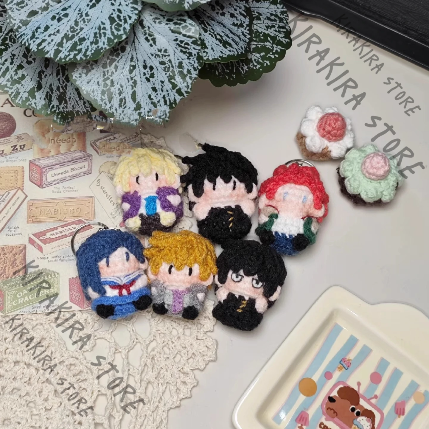 

Mob Psycho 100 Reigen Arataka Cosplay Hand-crocheted Mascot Moppet Kageyama Shigeo Pendant Keychain Hanging Drop Bag Ornaments