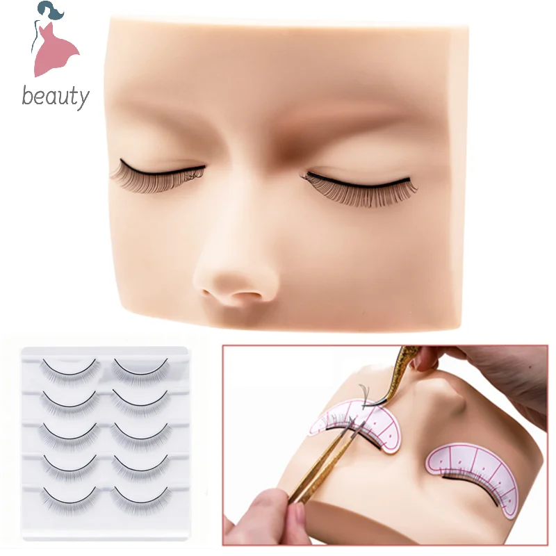 Grafted Eyelashes Training Head Mold Multifunctional Mannequin Practice Silicone Skin Fake Face Eyelids Makeup Tools