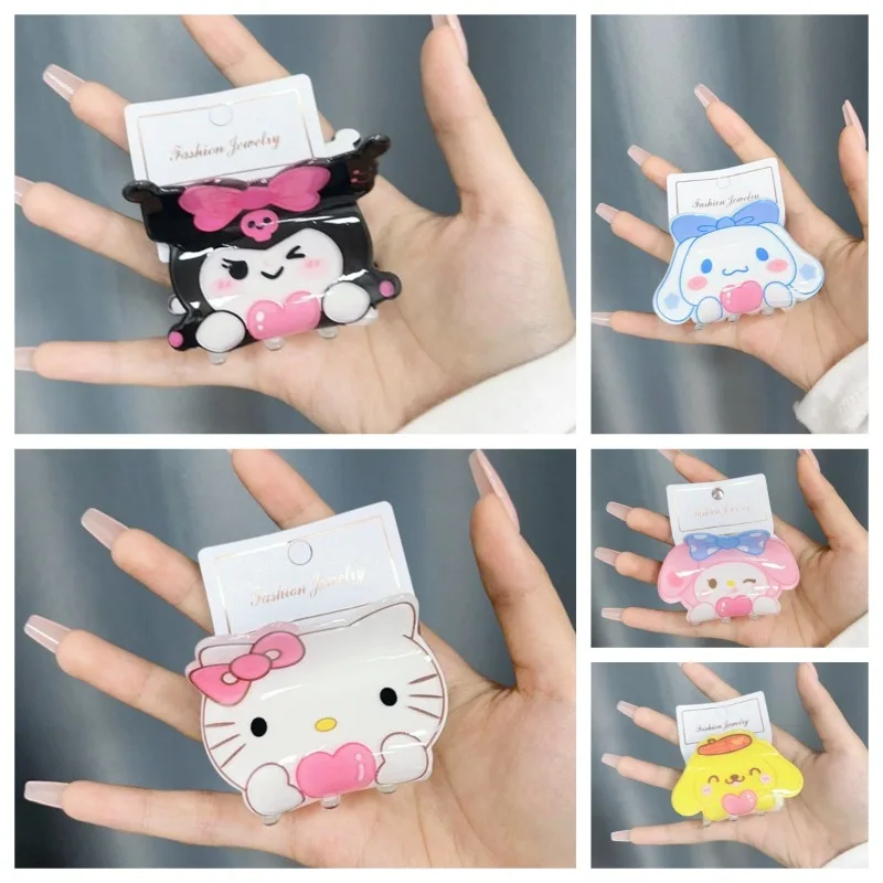 

Sanrio Hello Kitty Kuromi Cartoon Barrettes Anime Figures Cinnamoroll Anime Barrettes Merchandise Decoration Girl Birthday Gifts