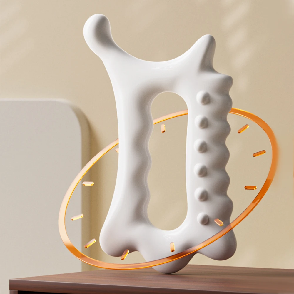 1pc Body Scraping Face Eye Acupoint Pulling Pushing Muscle of Leg Back Waist Belly Body Scraping Smooth Resin Easy Grip White
