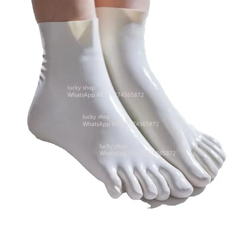 Latex Five-finger Socks, Gel Coat, Black Elastic Thin All-inclusive High Socks, Latex Socks.