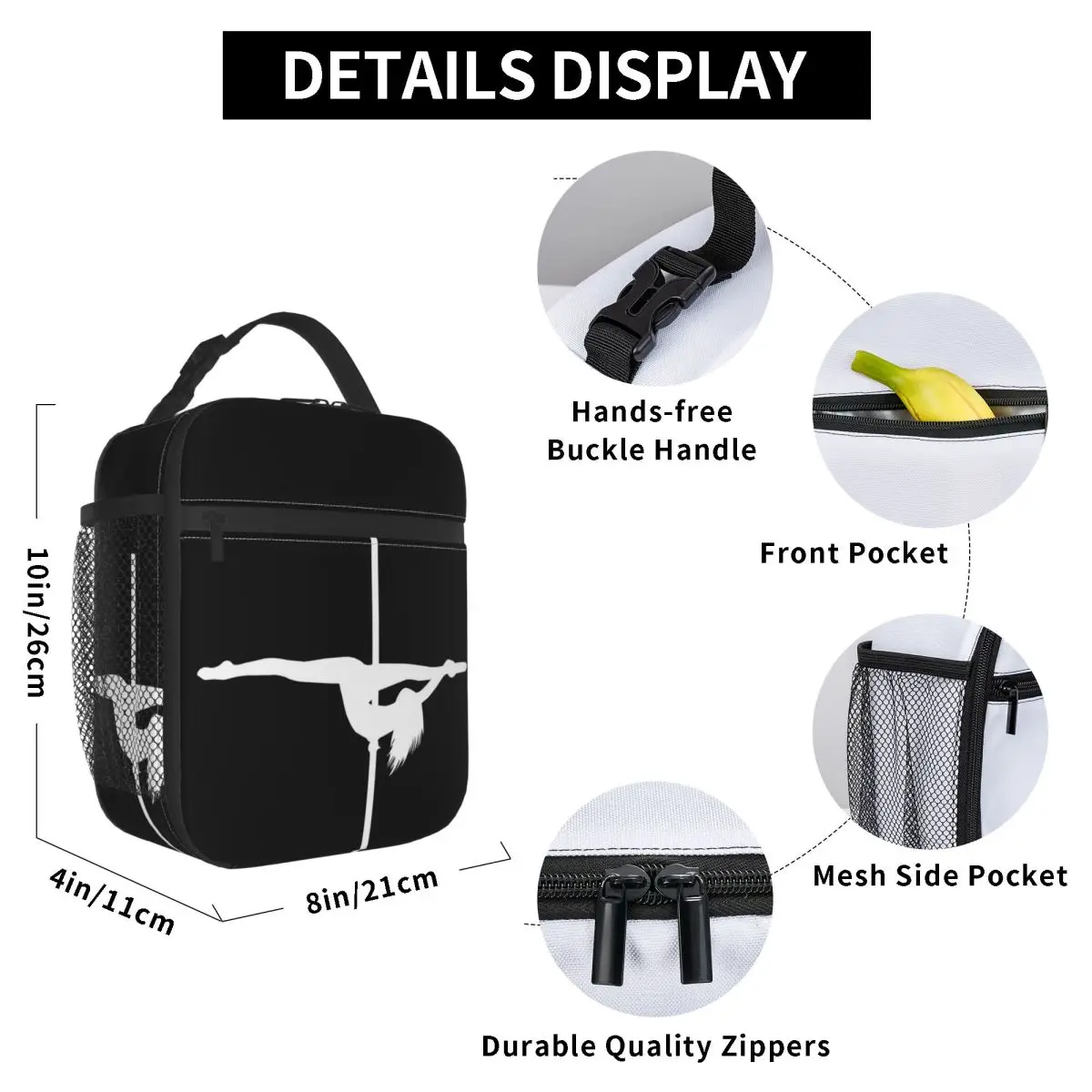 Split Pole Dancer White Insulated Lunch Bag for Women Office Cooler Thermal Food Box Tote Leakproof Lunch Boxes Container