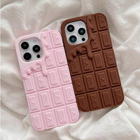 3D Cute Chocolate Soft Silicone Case for IPhone 16 15 14 13 12 Pro Max 16Pro 15Pro IPones I16 I15 I14 I13 I12 ProMax Phone Cover