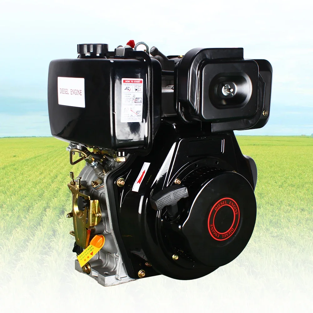 Diesel Engine 406cc 10hp Black Heavy Duty Single Cylinder Air-Cooled Recoil 3600 RPM Engine