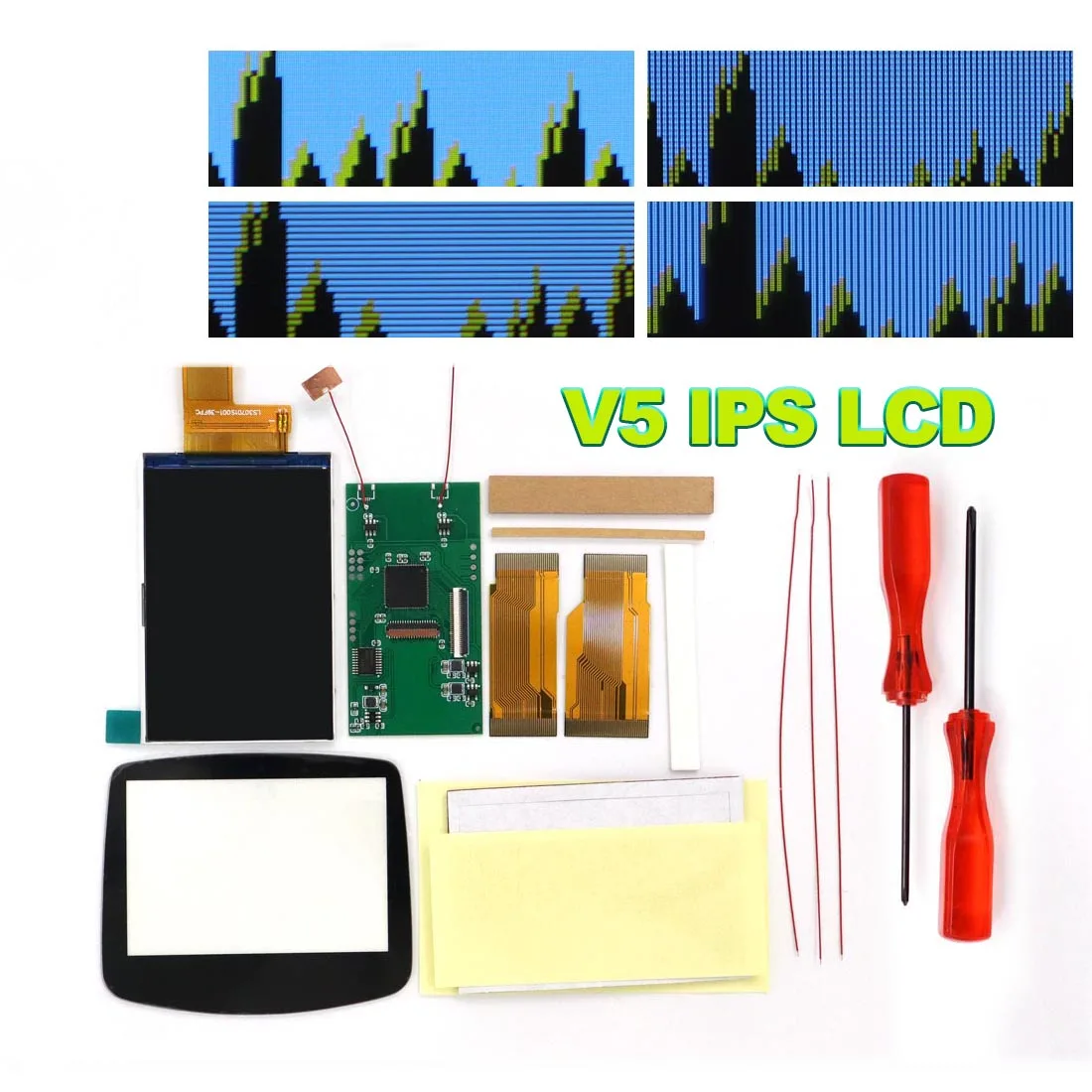 HISPEEDIDO 3.0'' Original Size IPS V5 Screen For GBA High Brightness Backlight Resolution 720*480 No shell cutting required