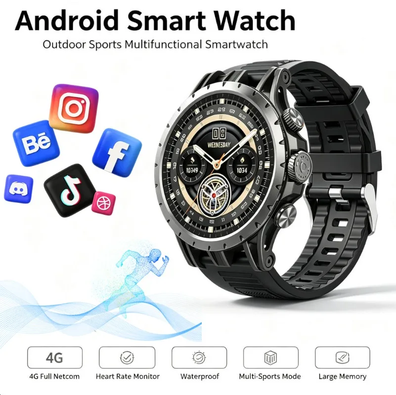 New SIM Smart Watch for Men GPS Positioning Independent Call HD Camera, Real‑Time Health Monitoring Outdoor Fitness Smartwatch