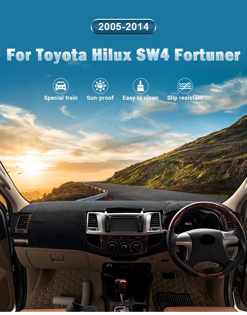 Für Toyota Fortuner SW4 Hilux VIGO SR5 SR AN50 AN60 2005-2011 2012 2013 2014 Auto Armaturenbrett Abdeckmatte Sonnenschutz Pad Zubehör – Detail 1
