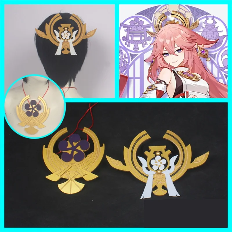 Genshin Impact Yae Miko Cosplay Headwear Necklace Kagura's Verity Accessories Game Headwear Stage Property Jewelry Gift