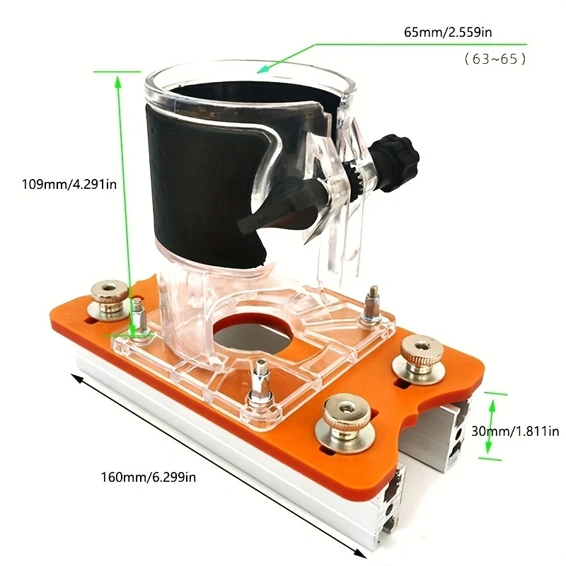 Soporte ranurado Invisible para máquina de recorte, sujetadores de 65mm, localizador de perforación de Panel de armario, aluminio con escala, 2 en 1