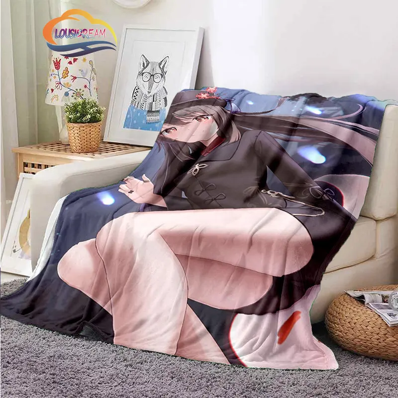 

Genshin Impact Hu Tao wallpaper flannel Blanket Sexy game characters Soft Plush warm Sofa bed Girls' blanket