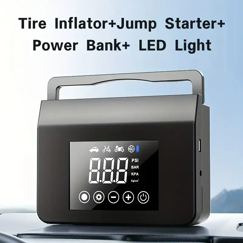 Multi-Function 12V Smart Jump Starter With Tire Inflator And Power Bank And LED Emergency Light For Car Motorcycle