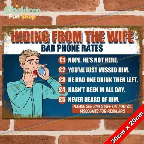 HIDING FROM THE WIFE 30cm Metal Signs Mancave Pub Bar Garage Funny Shed Tin Sign --Tin Sign