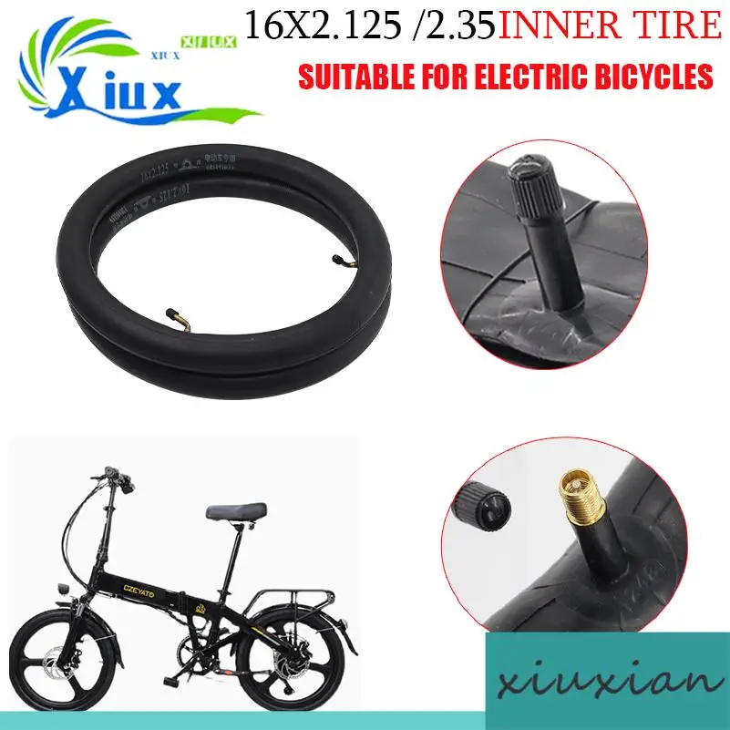16 Inch 16x2.125/2.35 Inner Tube Bent Rod Straight Air Valve Electric Bicycle/Electric Motorcycle Thickened Inner Tube