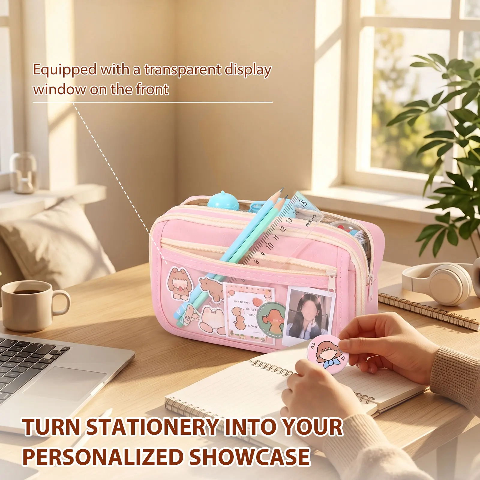 Oxford Fabric Pencil Case Multiple Layers Large Pencil Pouch Multi-purpose Pen and Cosmetics Storage Bag for Students Travels