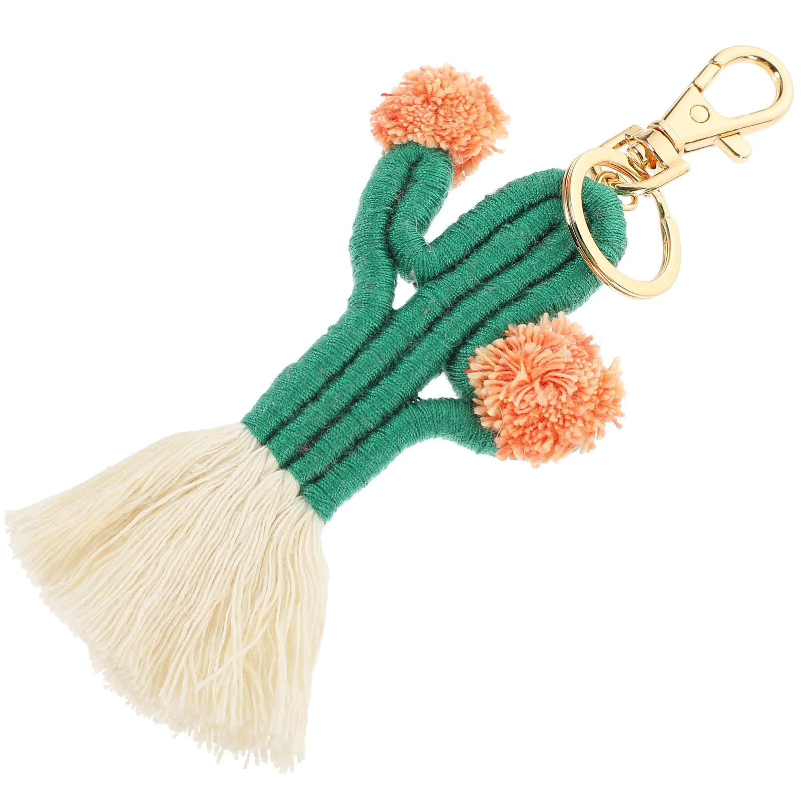 

Cactus Keychain Bohemian Handwoven Macrame Design Bag Pendant Hanging Decor Tassel Keyring For Women Purse Car Phone