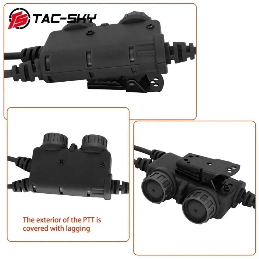 TAC-SKY Adaptador Eletrônico de Tiro RACPtt Dual Comm Tático Ptt para Baofeng UV5R UV82 para PELTO/MSA Airsoft Tiro fone de ouvido