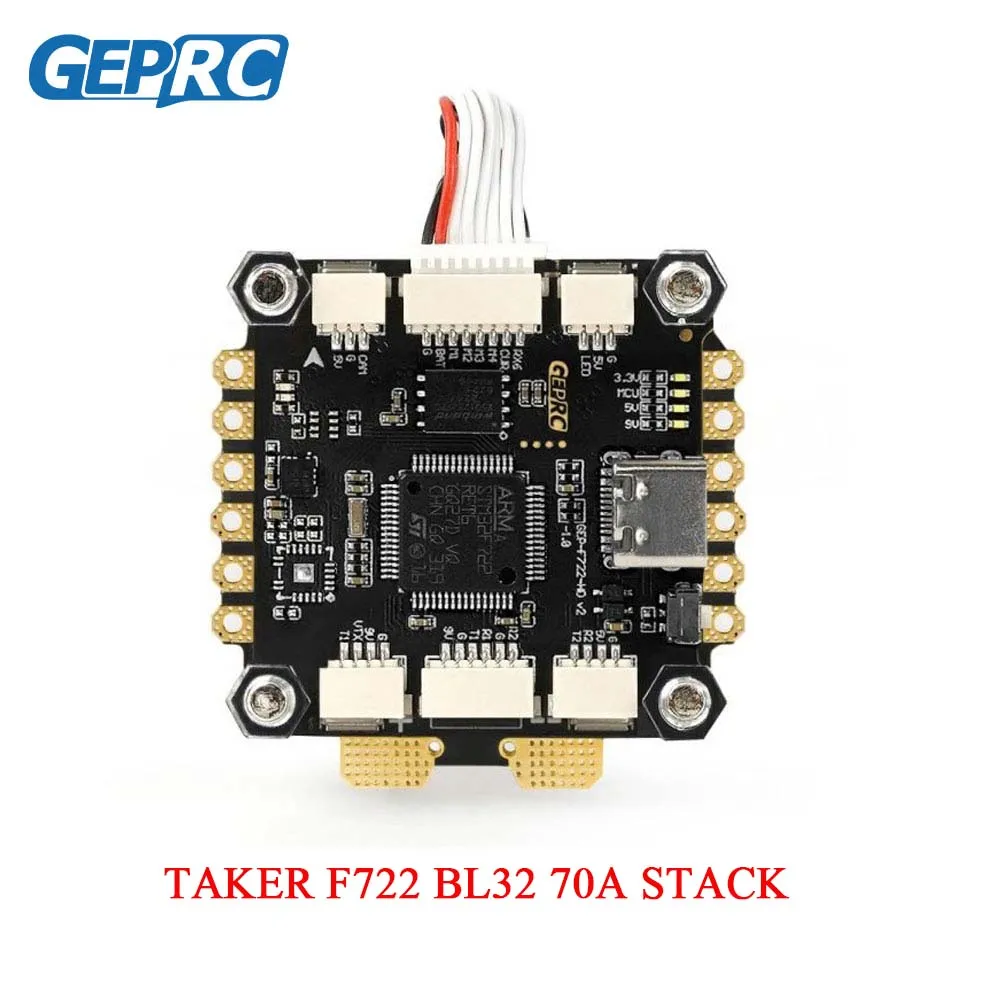 

GEPRC TAKER F722 BL32 Stack 70A Контроллер полета 3–6S LiPo 9V2.5A 5V3A BEC для высокопроизводительного подключения воздушного блока дрона FPV