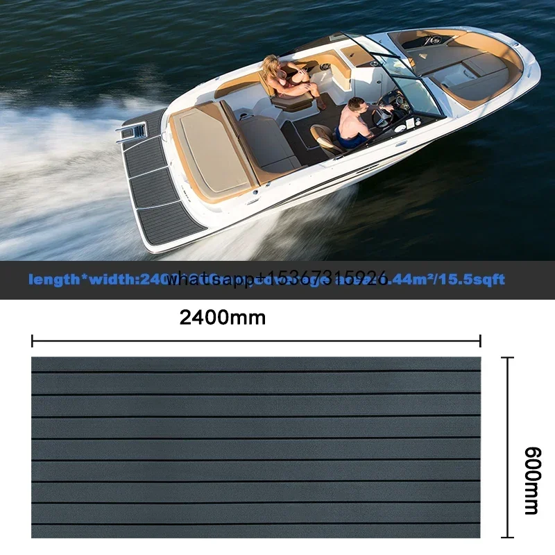 2400*600mm Eva Foam Faux Teak Boat Deck Mat Sheet Teak Yacht Marine Floor Waterproof Pontoon Brown Black Flooring MotorBoats