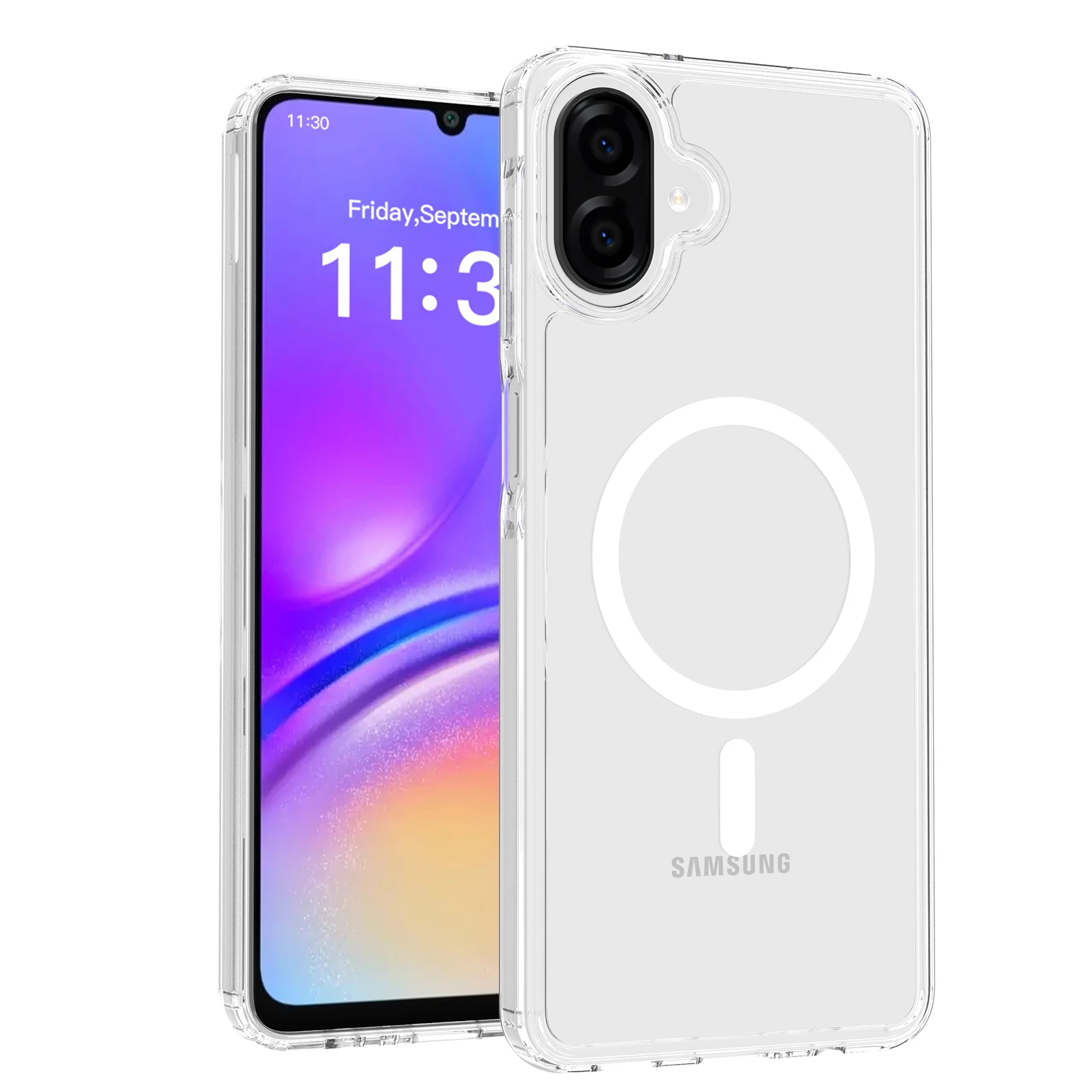 For Galaxy A08 4G Clear Phone Case, Compatible with MagSafe Drop Protection Cover for Samsung A07 A07S