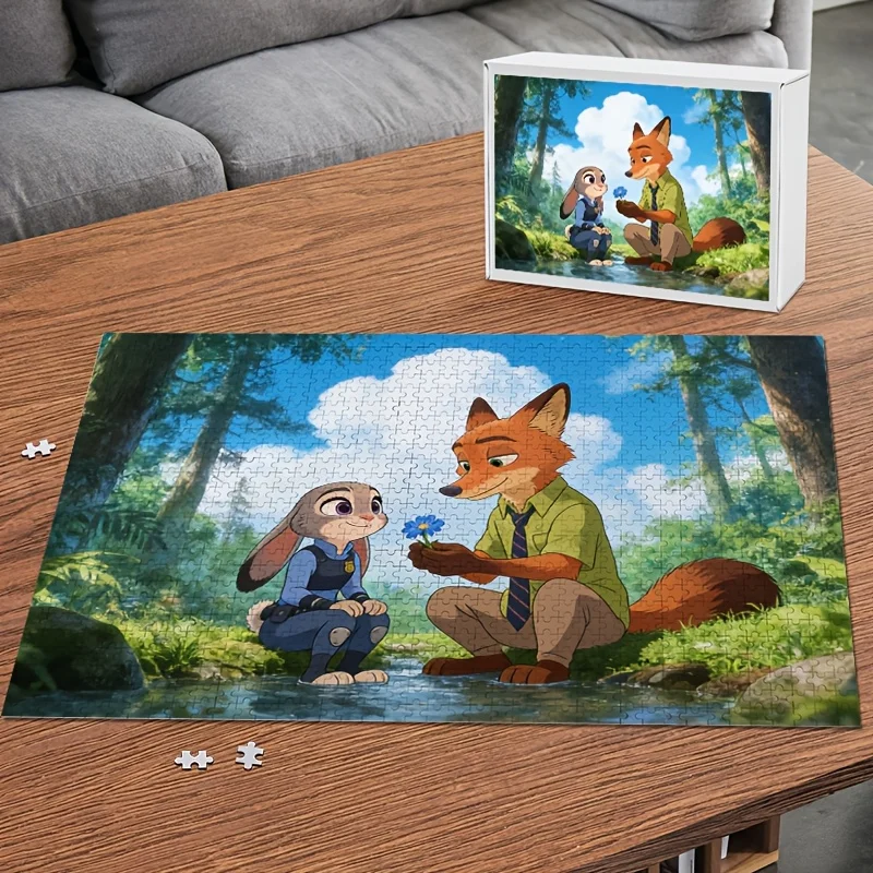 1000 pièces Disney Crazy City Judy Hopps & Nick Wilde Puzzle adapté pour &, Puzzle de bricolage stimulant pour/jeu d'anniversaire, thème R