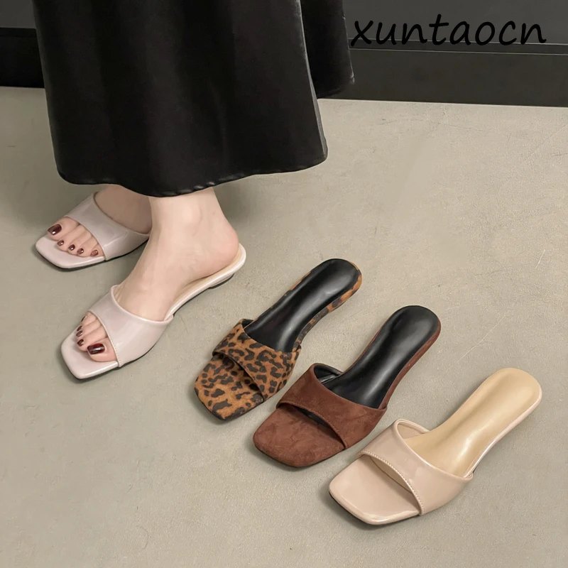 Square Toe Slippers Women Flats Sandals Summer Woman Shoes 2026 Casual Walking Slingback Shoes Beach Flip Flops Mujer De Slides
