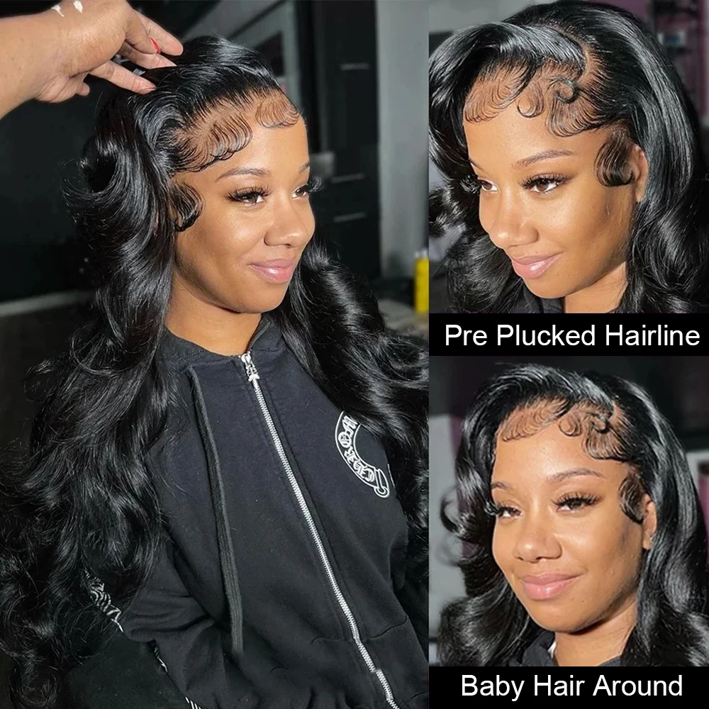 30 Inch 13x6 Body Wave Lace Front Wigs Human Hair Pre Plucked NO Gule Wigs Human Hair 180% Density Brazilian Virgin Body Wave