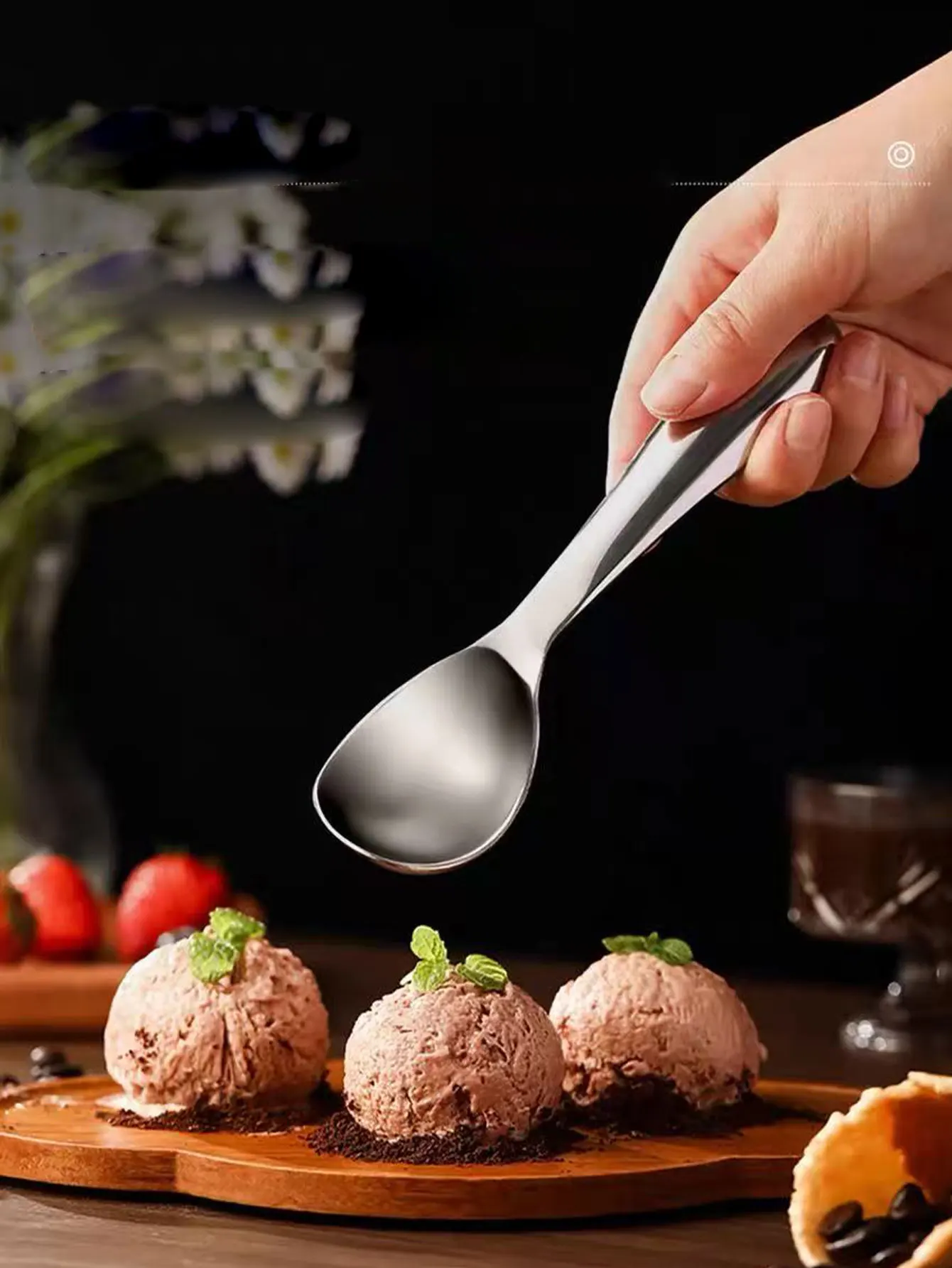 Stainless Steel Ice Cream Scoop, Ice Cream Spoon, Watermelon Scoop, Fruit Ball Scoop, 1 Piece