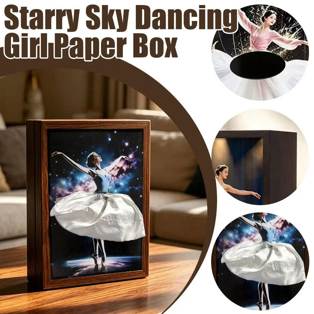 Wooden Ballet Dancer Tissue Box Cover Skirt Desktop Holder Girl Dress Napkin Dispenser Decorative for Bathroom Living Room