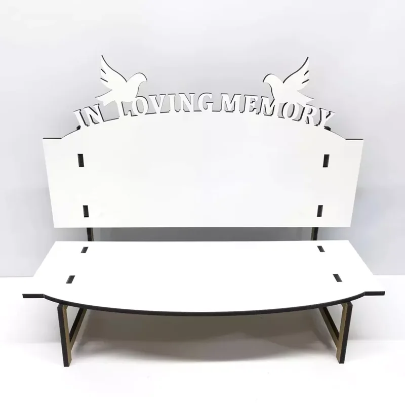 Sublimation Blank White MDF Wood Memorial Long Bench Chair Keepsake Gift Christmas Decoration Trinket Ornament for DIY Logo