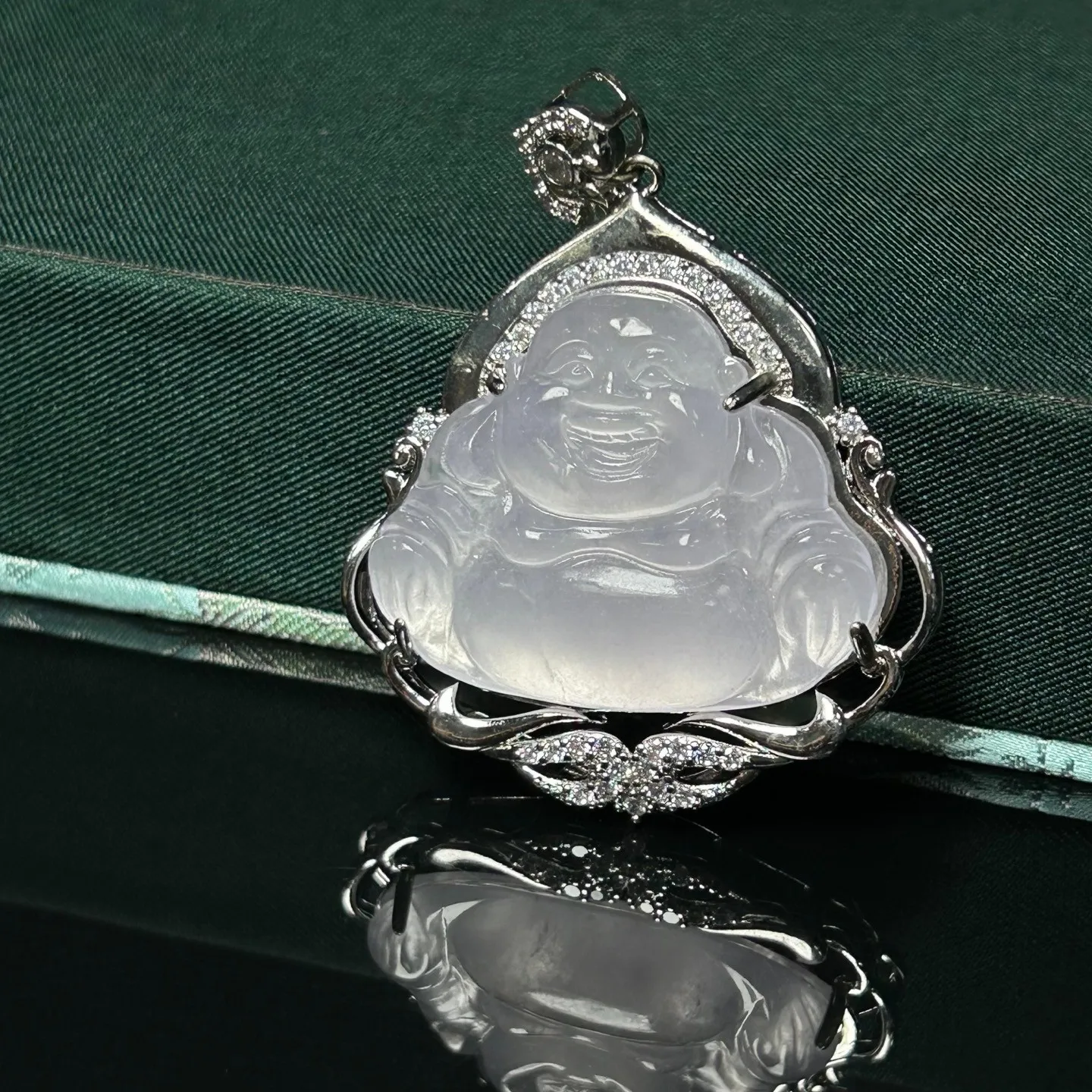 Real Natural High Ice White Burme Jade Jadeite amulet Buddha Pendant&Necklace