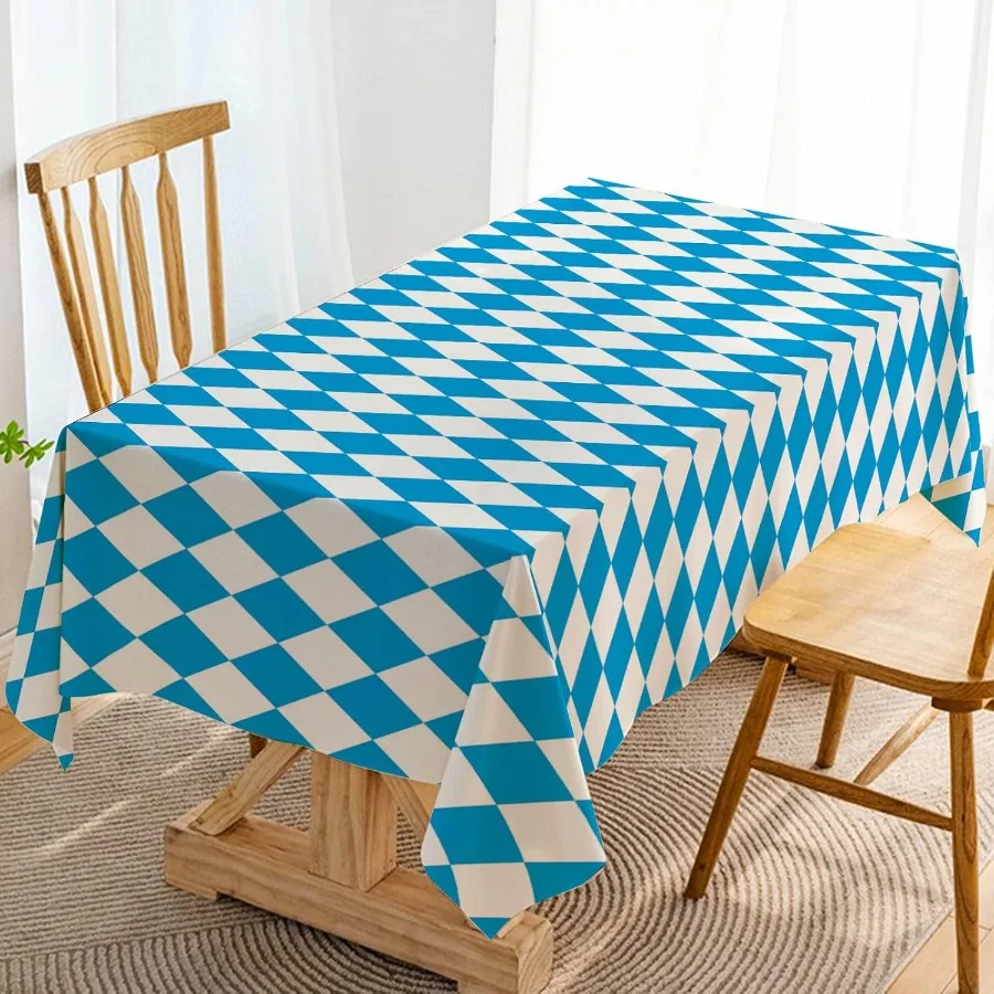 

Oerfest Tablecloth for German Oerfest Themed Party Decorations Blue Bavarian Flag Check Rectangular Table Cloth for Farmhouse H