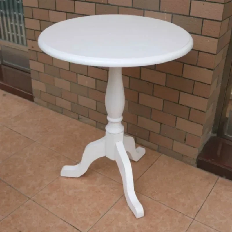 

Solid Wood Small round Coffee Table Euro Style Sofa Side Corner Table with Metal Tissue Holder Simple Design American Furniture
