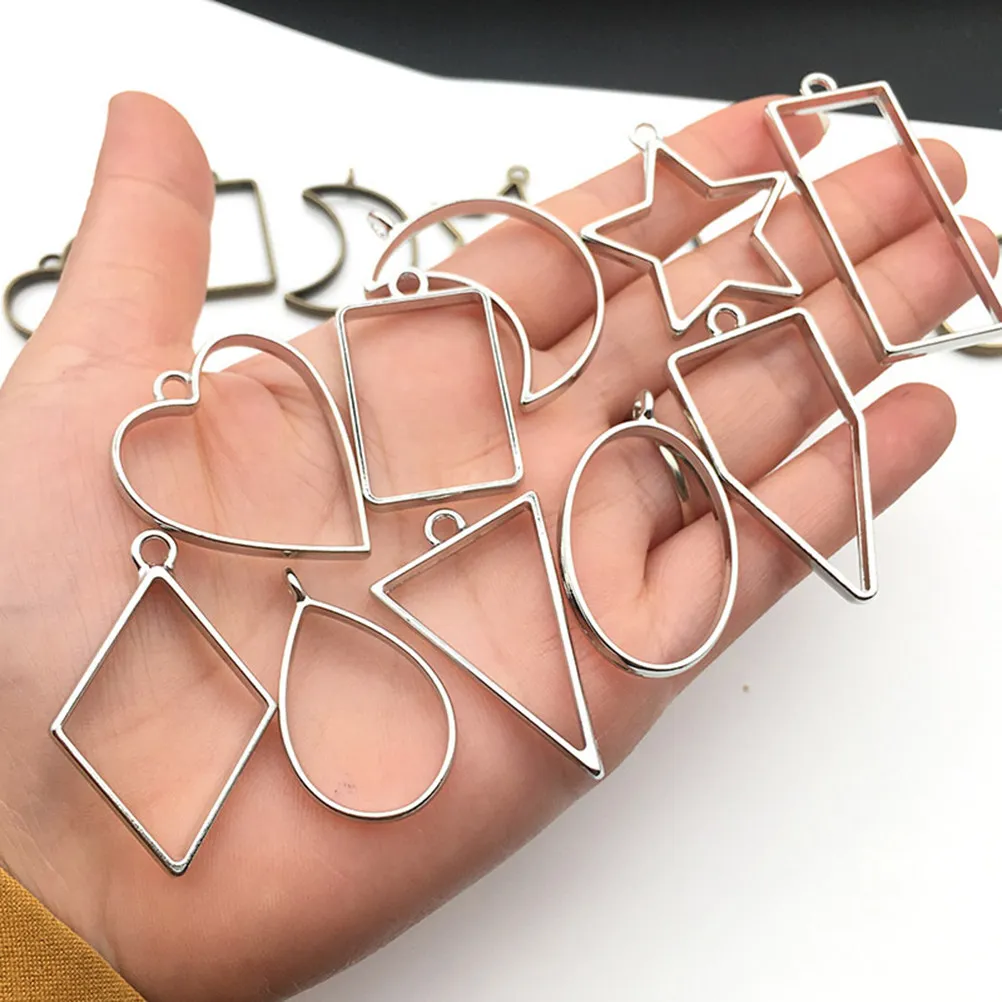 30Pcs Metal Pendant Charm Alloy DIY Geometric Hollow Out Necklace Jewelry Making Pendant for Women Jewelry Making Pendants
