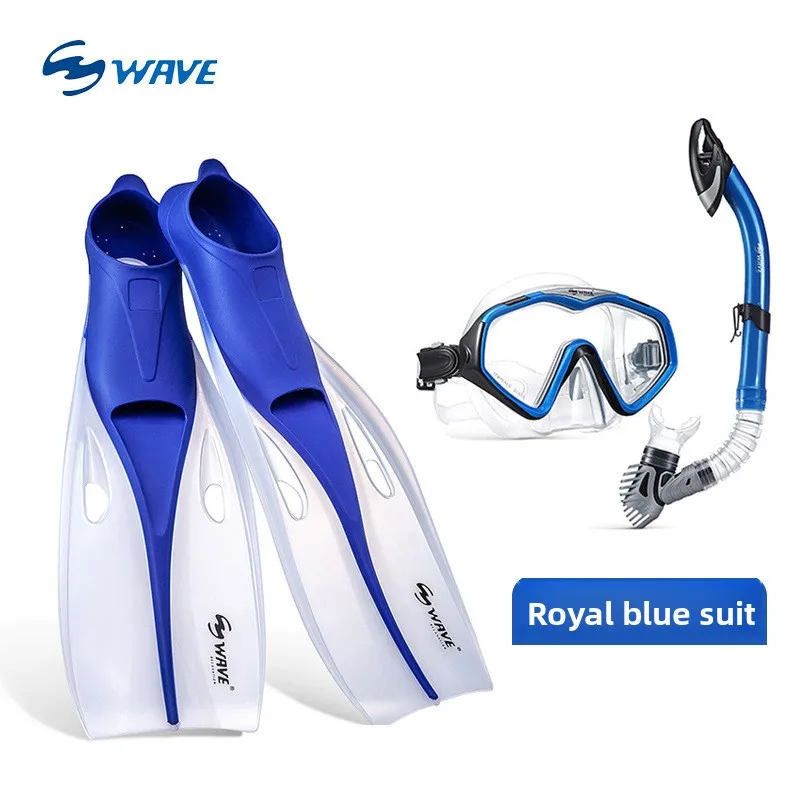 wave professional diving goggles fully dry snorkel  long fins  snorkeling fins  three piece set fins