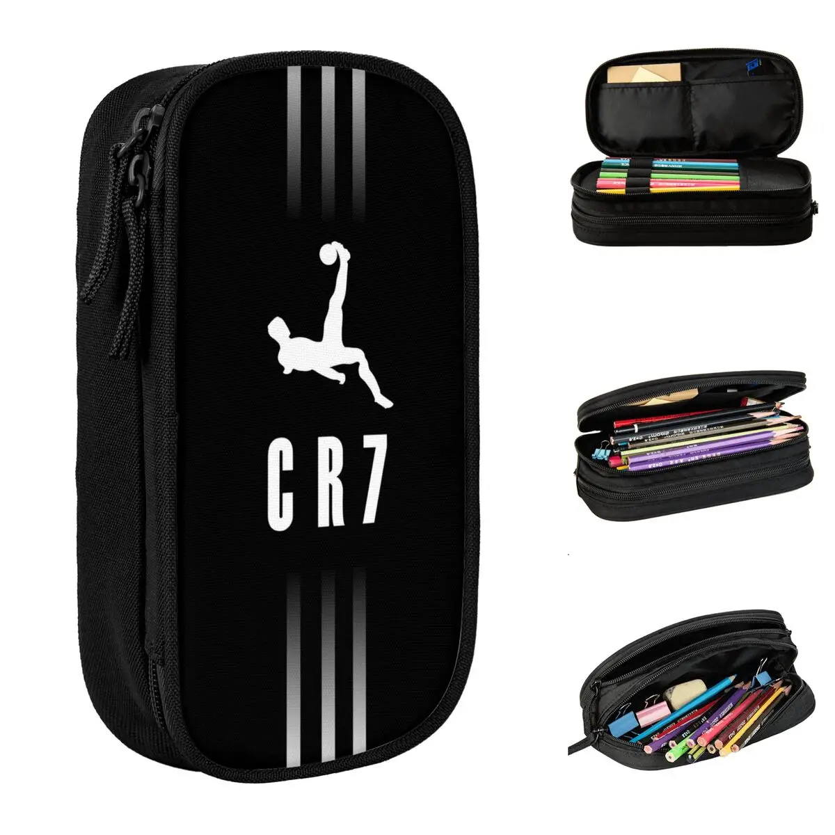 CR7 C-Cristiano Pen Box Double Layer Large Capacity Office Accessories Cr7 Pencil Case Stationery Gift