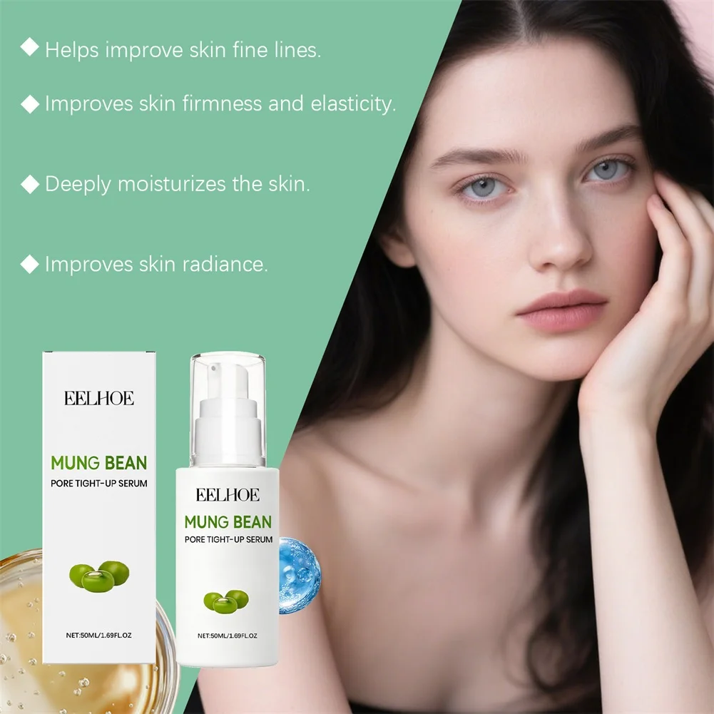 Mung Bean Pore Tight-Up Serum Large Pore Minimizers Serum For Face Anti-Aging Remove Dark Spots Instants Ice-Cooling Soothing