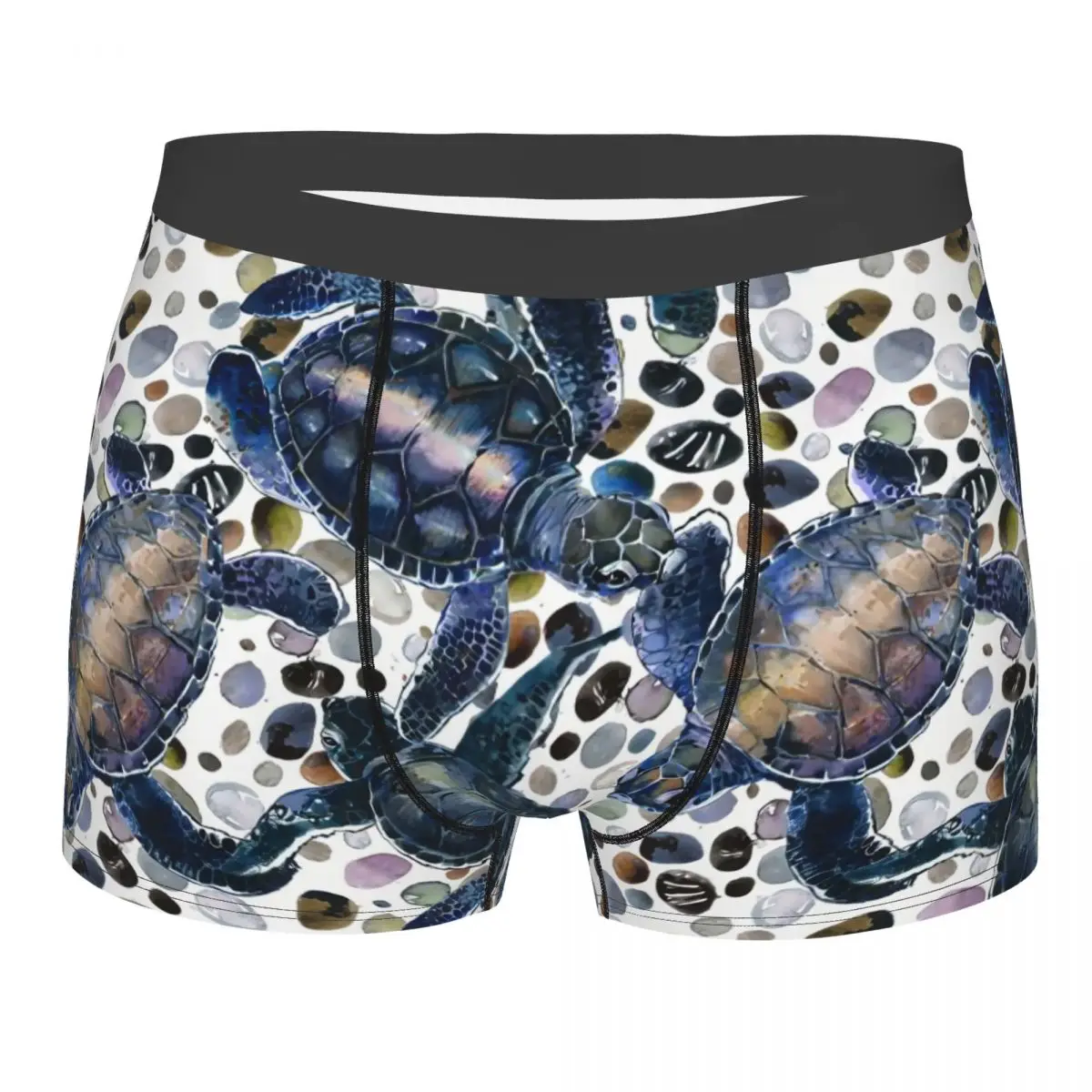 Male Fashion Funny Sea Turtles Underwear Watercolor Sea Animal Boxer Briefs Men Stretch Shorts Panties Underpants