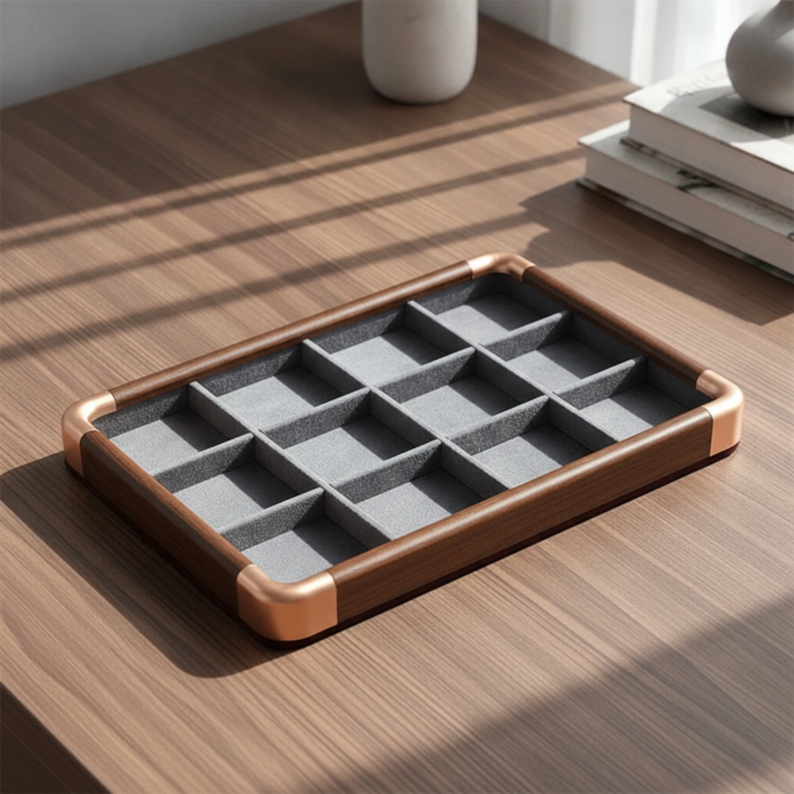 12-Compartment Jewelry Tray Rectangular Jewelry Storage Tray Desktop Organizer Sturdy Soft for Vanity, Dresser