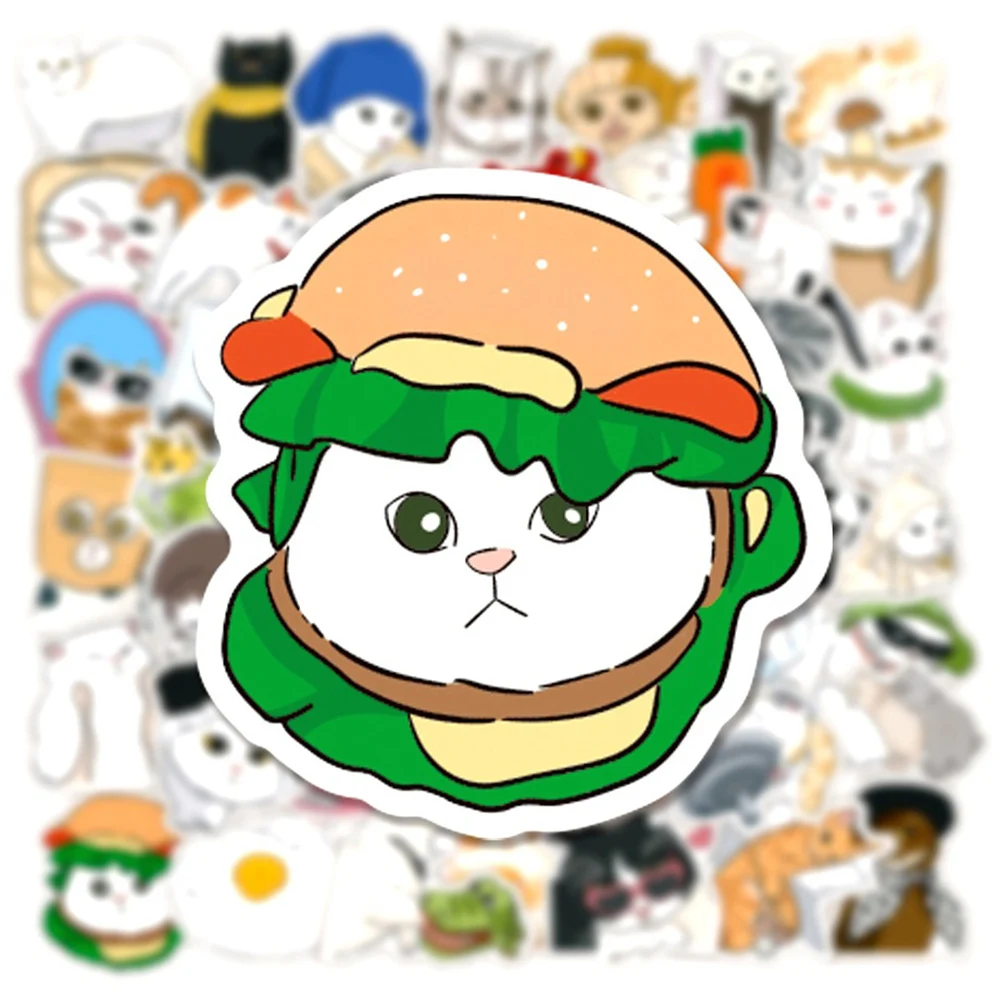 10/30/50pcs Cartoon Watercolor Cat Stickers Cute Kitten Graffiti Sticker DIY Scrapbooking Luggage Phone Kawaii Decoration Decals
