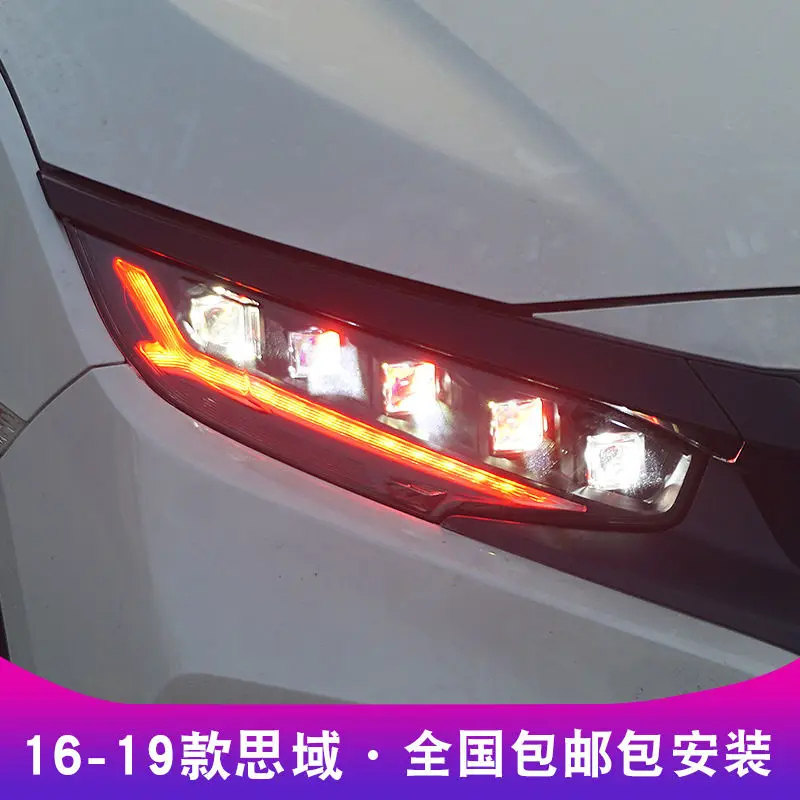 

Pair Of Car Headlight Assembly For Honda Civic 2016-2022 LED Flowing Water Flicker Plug and Play Head Lamp DRL Headlights