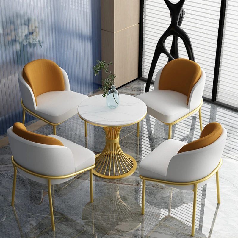 

Coffee shop table and chair combination, milk tea shop table reception, leisure small round table, sales office negotiation