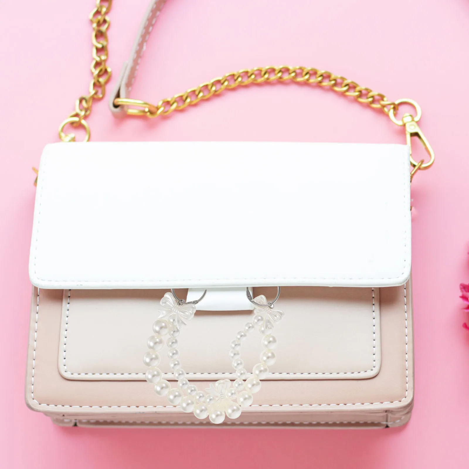 

Pearl Bow Accessories Bag Strap Extender Faux Handle Attachments Diy Purse Making Pendant Chain Beaded Handbag Decoration