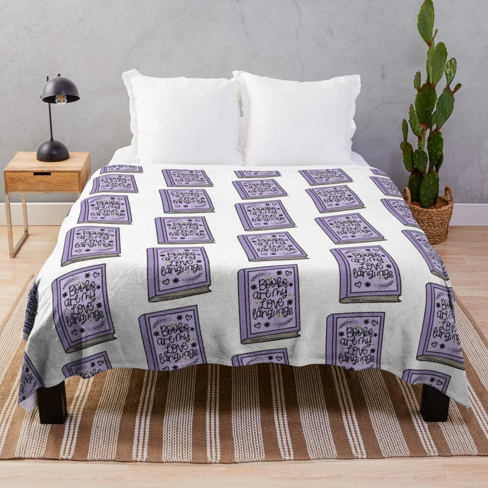 Books Are My Love Language Purple Book Throw Blanket Cute Plaid Single christmas decoration Blankets