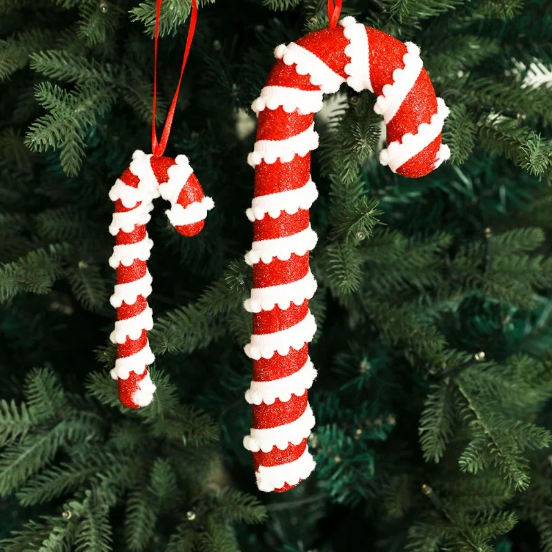 Christmas Candy Canes Hanging Ornaments Xmas Tree Lollipop White Red Pendants 2024 Christmas Decoration for Home New Year Noel