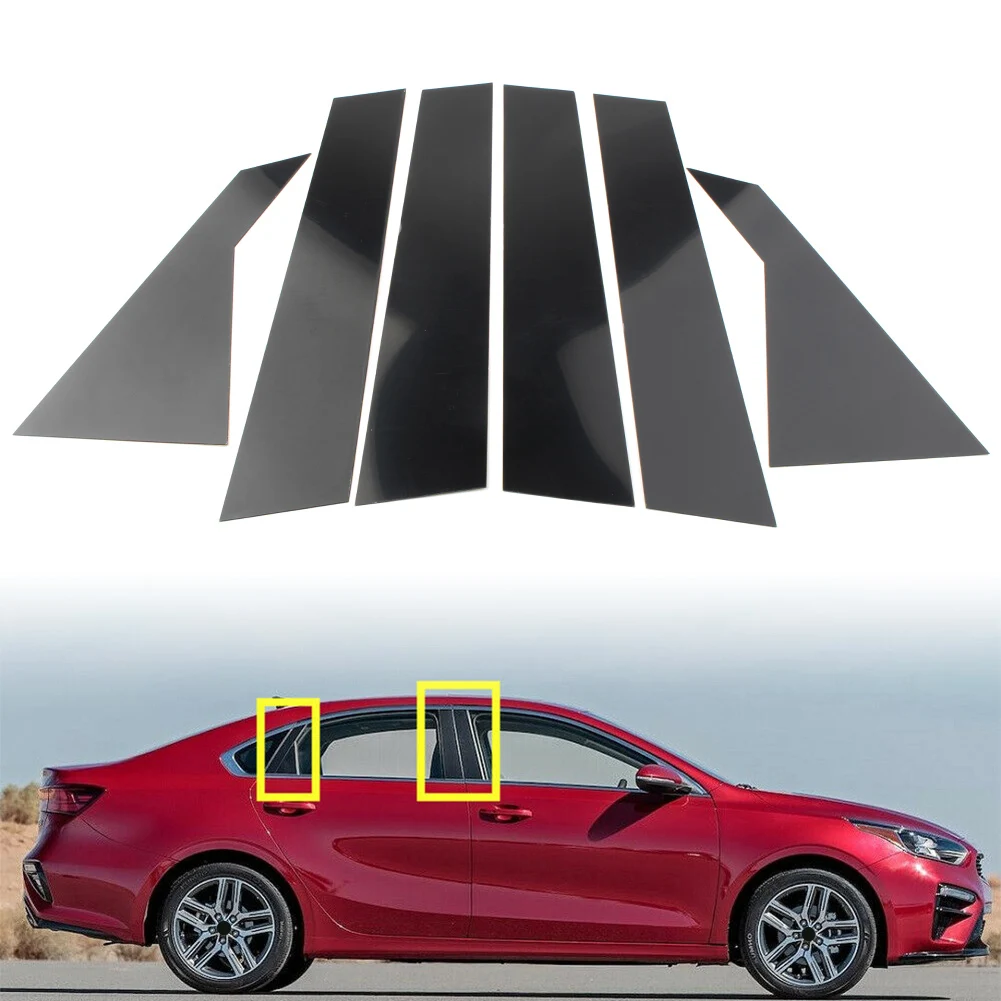 8x Glossy Black Pillar Posts Door Window Trim Decorative Panel Sticker For Kia Forte Sedan 2019 2020 2021