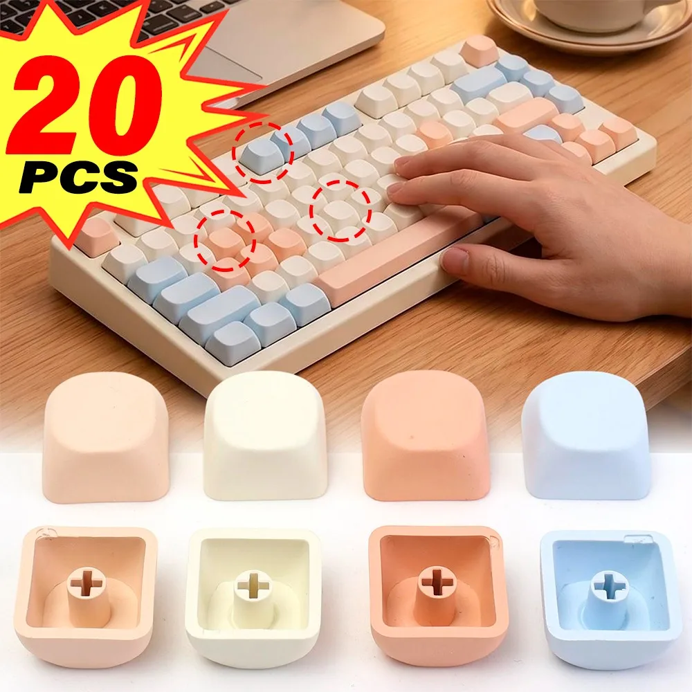 10/20 шт. DIY PBT-кейкапы без надписей, однотонные, в стиле макарон, разноцветные, для игровых механических клавиатур MX с крестообразной осью, универсальные колпачки для клавиш