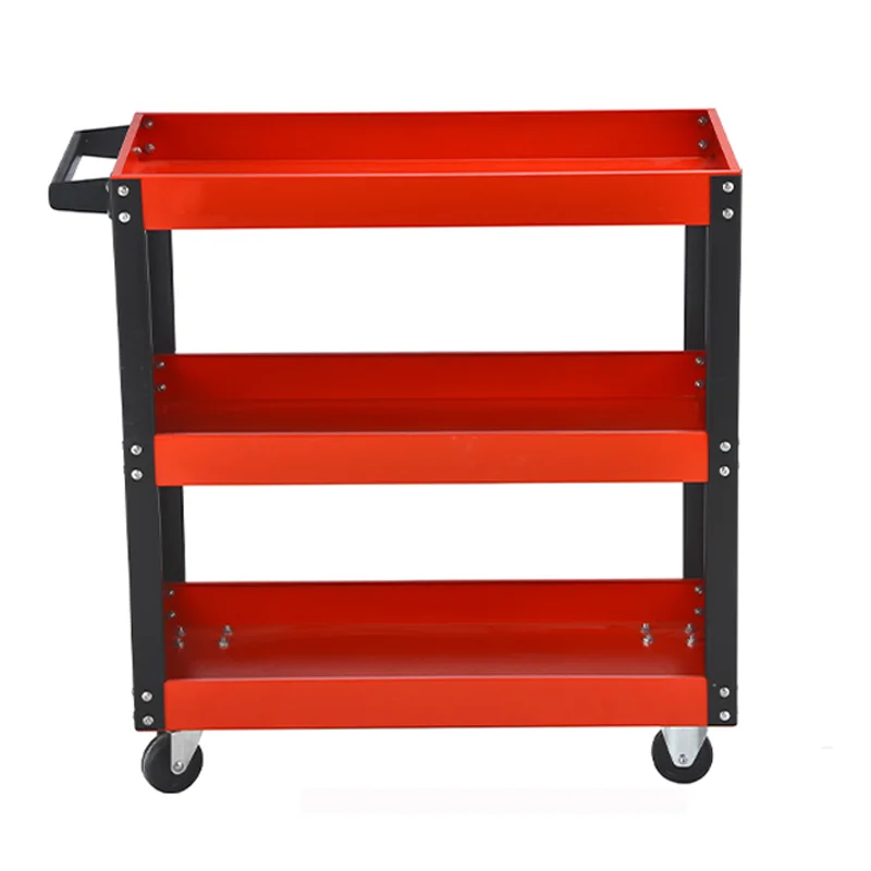 Steel Rolling Utility Portable Workshop Tool Cart Cabinet Mobile Cart Tool Boxes for Car Tools Three-tier Tool Cart